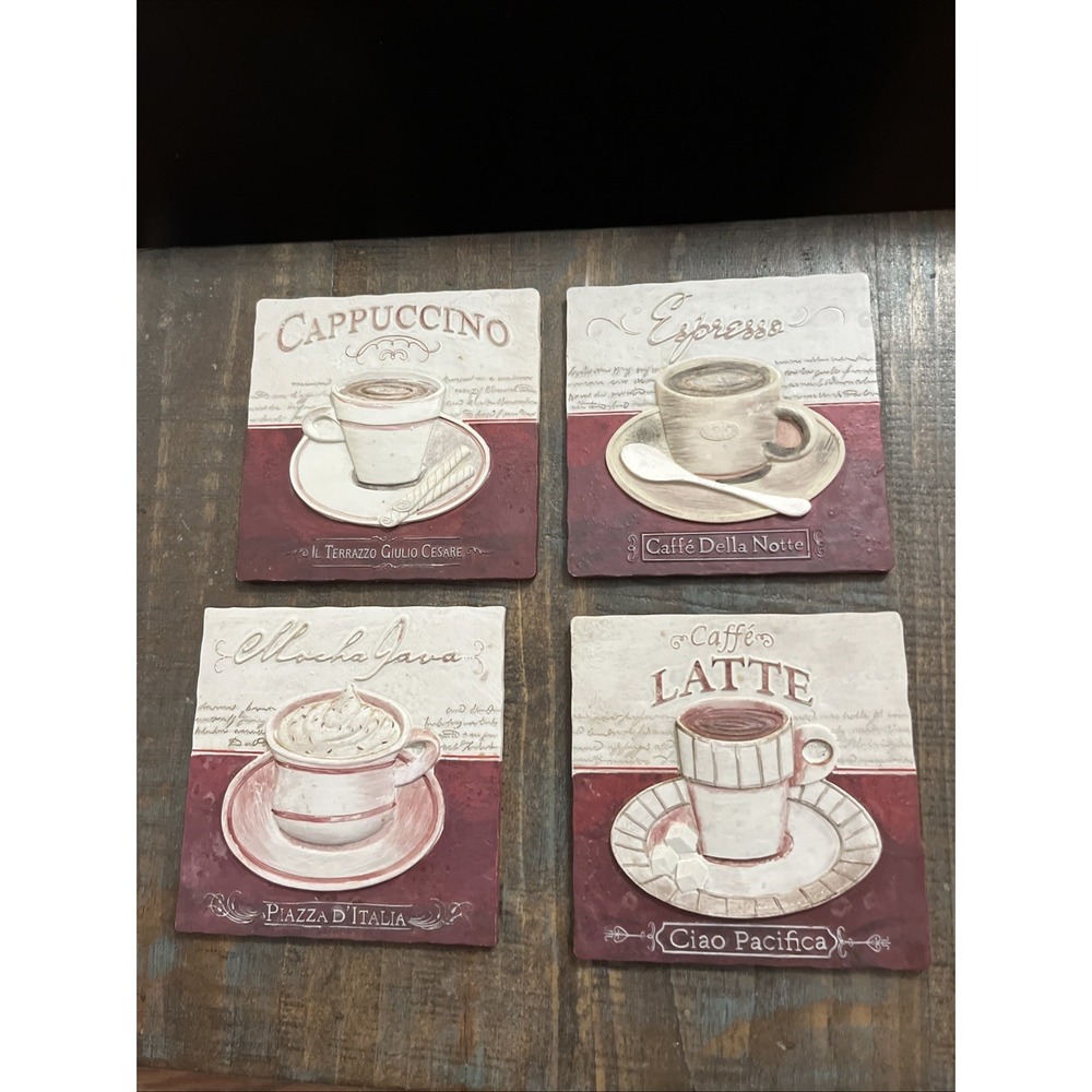 Coffee Themed Wall Plaques Set Of 4‎ Java Mocha Espresso Latte